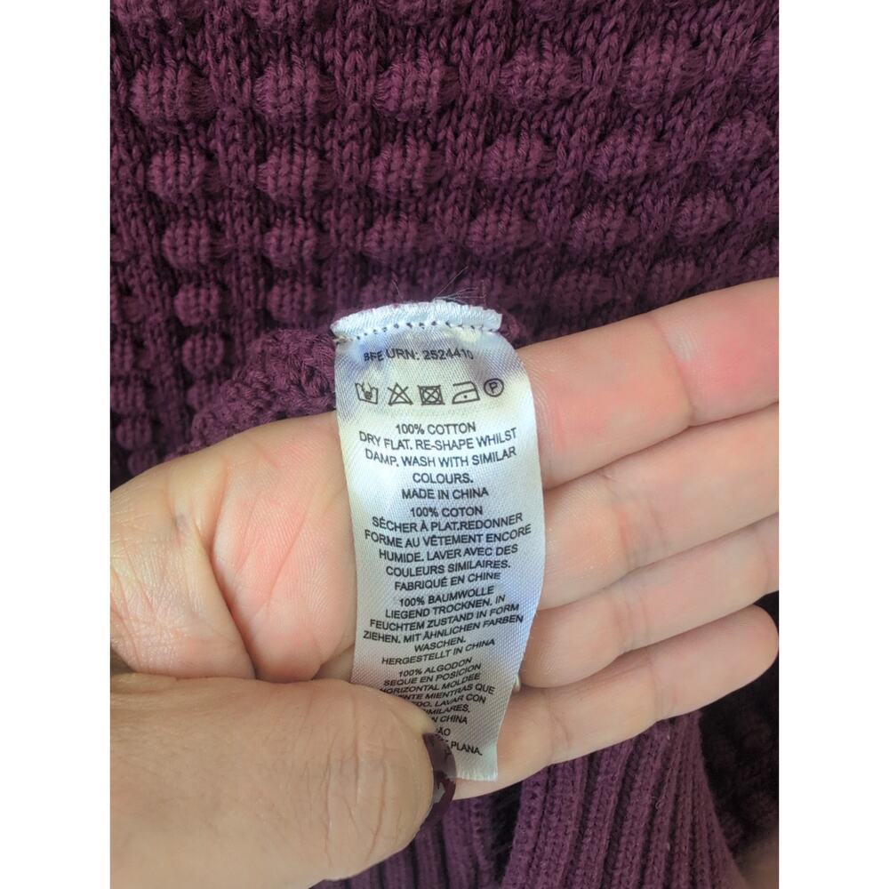 French Connection Mozart Popcorn Cotton Sweater In Berry size M - Picture 5 of 5